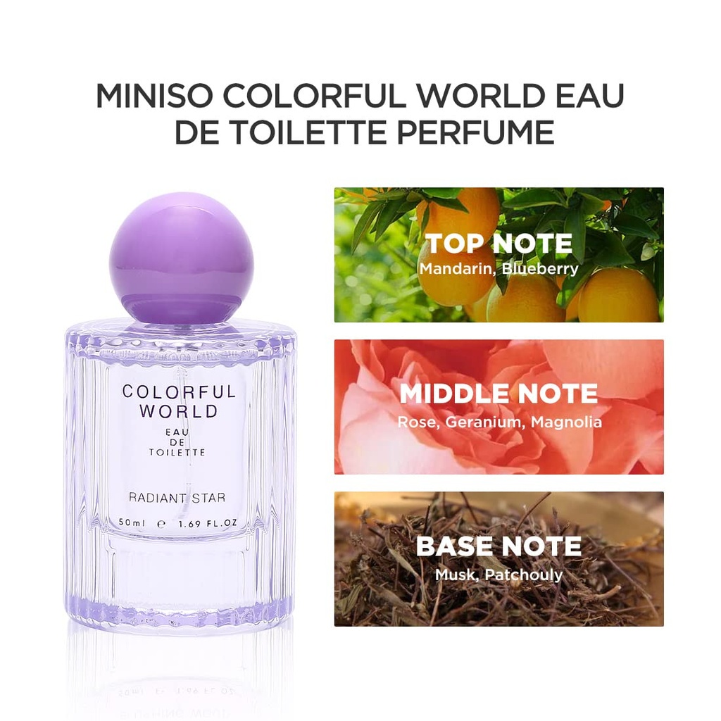 MINISO Perfume for Women, EDT Luxury Perfume with Long Lasting Fragrance for Everyday Wear, Floral and Fruity Fresh Scent,Colorful World Serie (Radiant Star),50ML