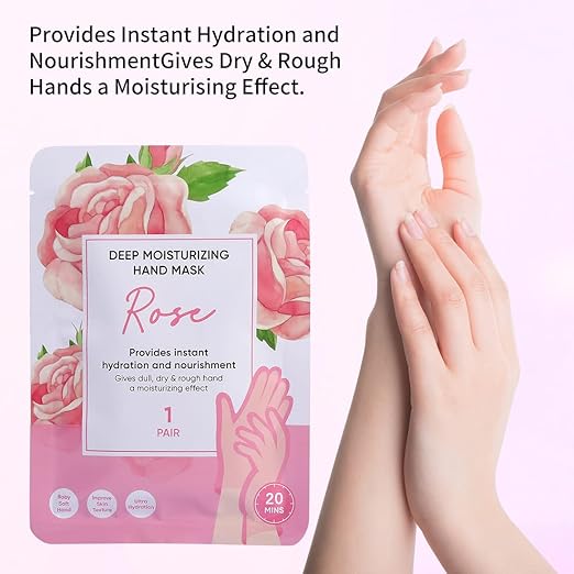 MINISO Hands Moisturizing Gloves, Winter Quick Hydration & Nourishment Hand Mask for Relieving Dry Rough Hand Skin, Repair Mask for Hand Spa, One Pair Rose