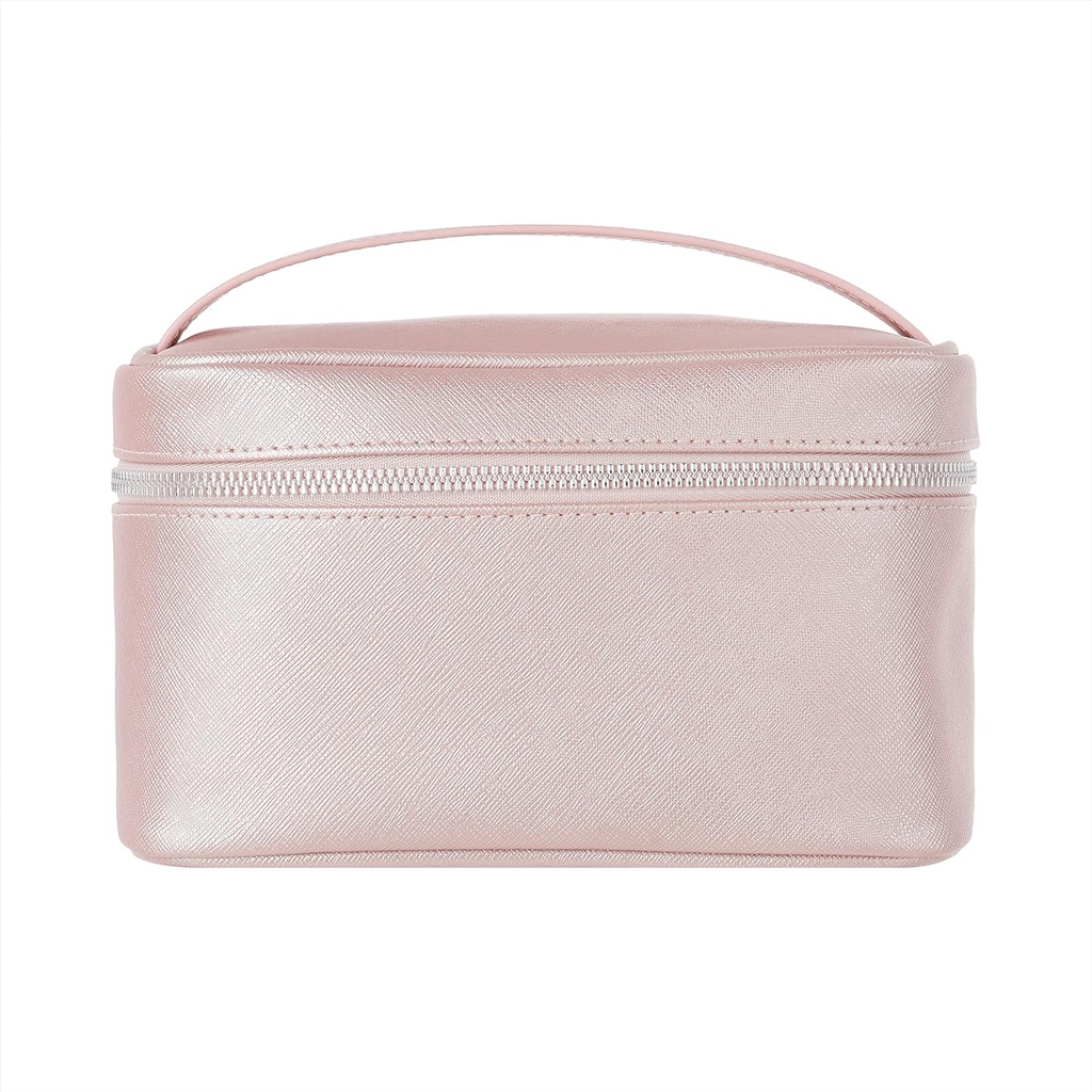 MINISO Cosmetic Pouch for Travel, Pearlized Rectangular Small Box Makeup Organizer Bag, Travel Toiletry Bag for Travel Tool, Makeup Pouch 20x12x12cm (Pink)