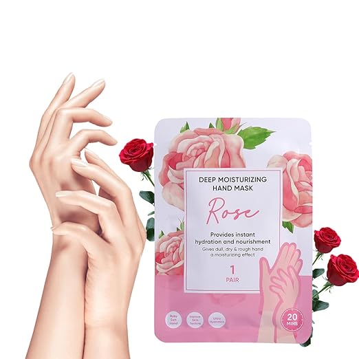 MINISO Hands Moisturizing Gloves, Winter Quick Hydration & Nourishment Hand Mask for Relieving Dry Rough Hand Skin, Repair Mask for Hand Spa, One Pair Rose